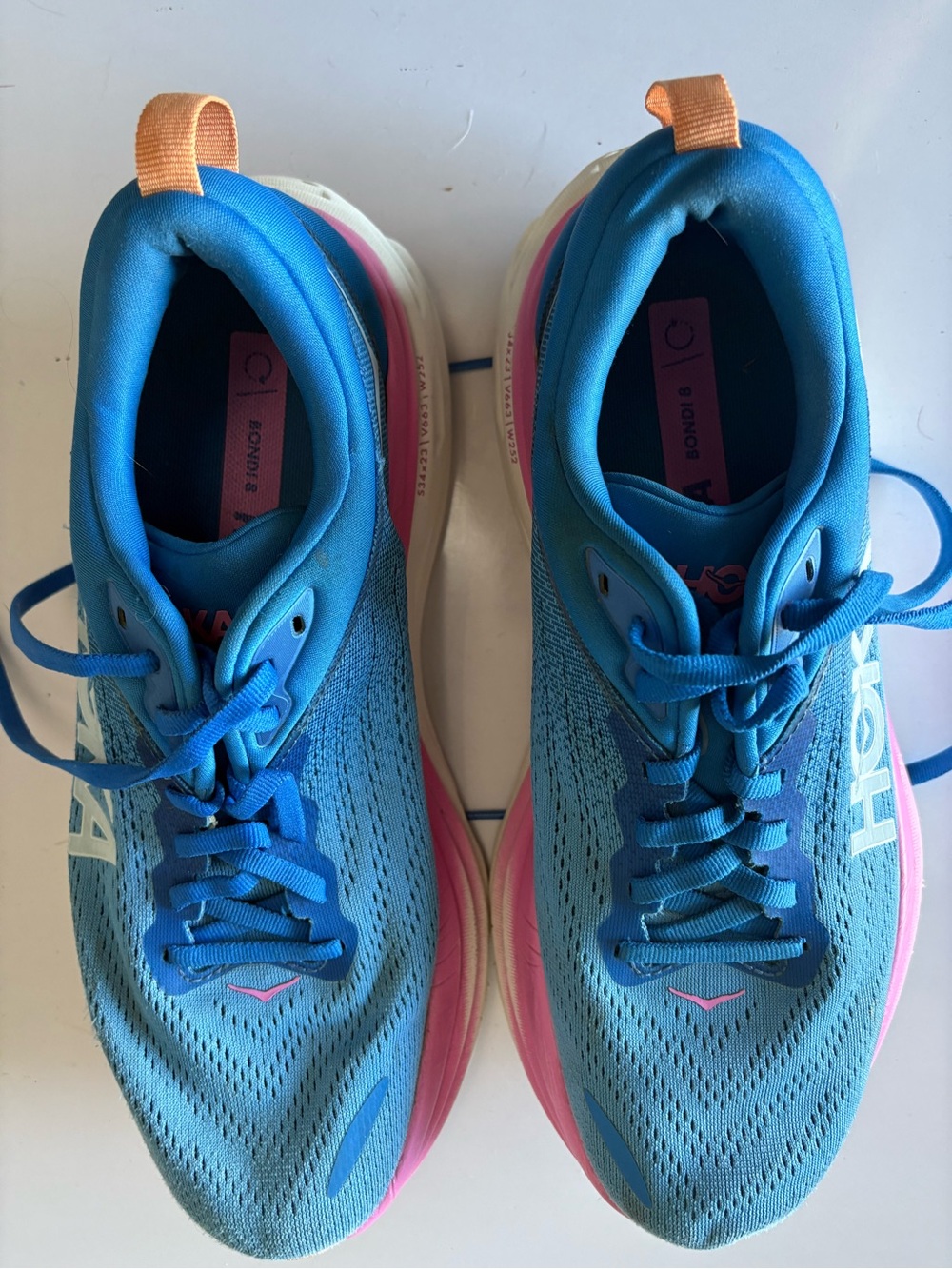 Hoka Blue Pink White Women's Athletic Running Shoes - Picture 4 of 10